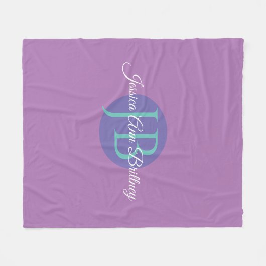 Trendy Design Personaliseer naam en monogram Fleece Deken (Voorkant (Horizontaal))