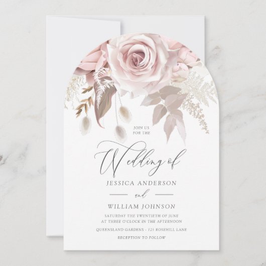 Trendy Designer Dusty Rose Blush Arch Wedding Kaart (Voorkant)