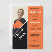 Trendy diagonale streep foto afstudeerfeest kaart (Voorkant)