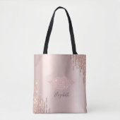 Trendy Diamonds Lips Roos Gold Glitter Drivers Tote Bag (Voorkant)
