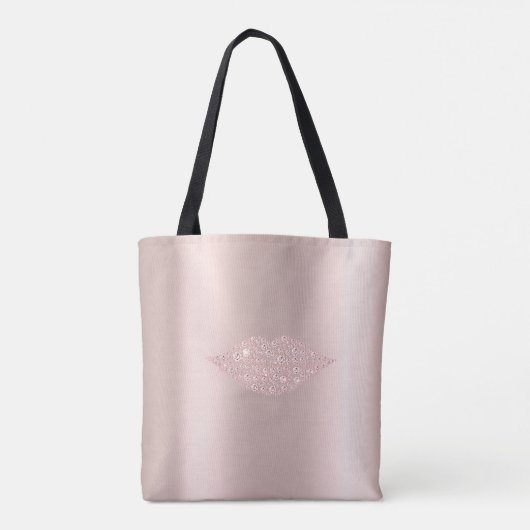 Trendy Diamonds Lips Roos Gold Glitter Drivers Tote Bag (Achterkant)