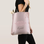 Trendy Diamonds Lips Roos Gold Glitter Drivers Tote Bag (Dichtbij)