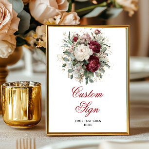 Trendy Diep Rode Bloemige Groene Custom Poster