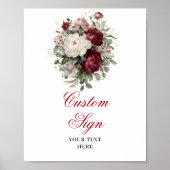 Trendy Diep Rode Bloemige Groene Custom Poster (Voorkant)