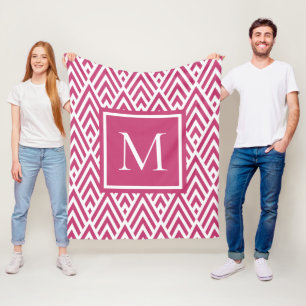 Trendy dieproze monogram pijl diamant patroon fleece deken