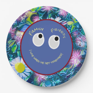 Trendy Digital Field of Wildflower, Happy Face Papieren Bordje