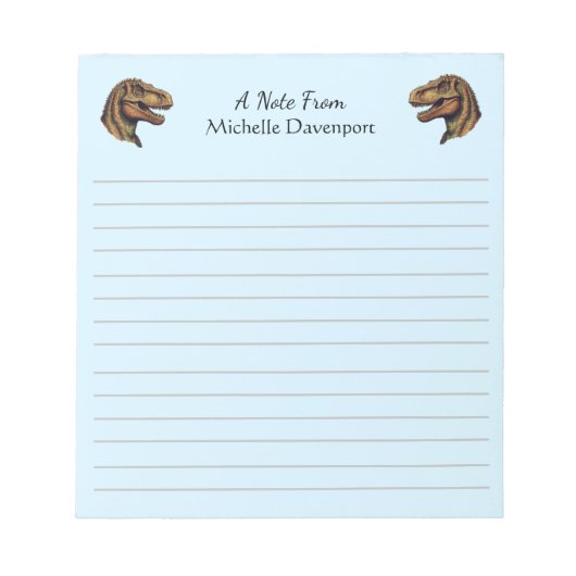 Trendy Dinosaur T-Rex Tyrannosaurus Blauw Notitieblok (Voorkant)