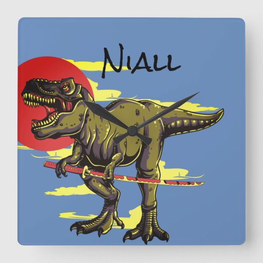 Trendy Dinosaur Vierkante Klok (Voorkant)
