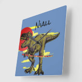 Trendy Dinosaur    Vierkante Klok (Hoek)
