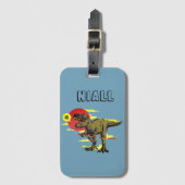 Trendy dinosaurus gepersonaliseerd bagagelabel (Voorkant (verticaal))