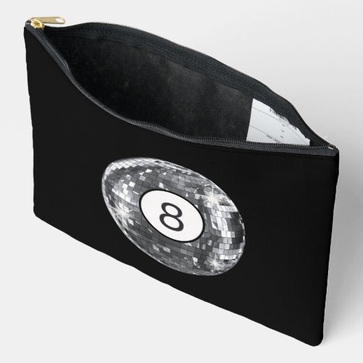 Trendy Disco Bal Kunst, Zwart en Zilver Retro Etui (Open)