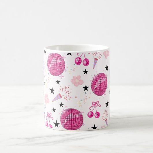 Trendy Disco Celebration Party Seamless Pattern Koffiemok (Center)