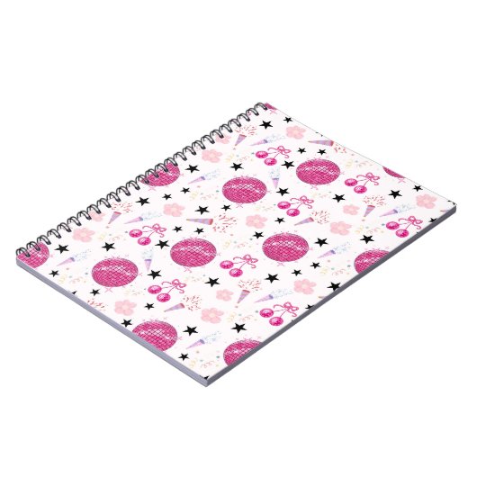 Trendy Disco Celebration Party Seamless Pattern Notitieboek (Linkerzijde)