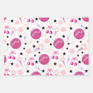Trendy Disco Feestviering Naadloos Patroon Inpakpapier Vel