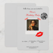 Trendy Disco Polaroid Lijst met rode lippen Verjaa Kaart (Voorkant / Achterkant)