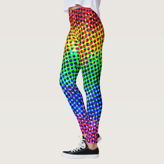 Trendy Disco Regenboog Kleur Gradiënt Pixels Feest Leggings (Links)