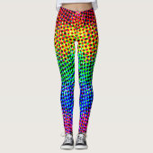 Trendy Disco Regenboog Kleur Gradiënt Pixels Feest Leggings (Voorkant)