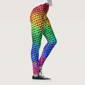 Trendy Disco Regenboog Kleur Gradiënt Pixels Feest Leggings (Rechts)