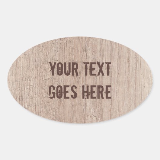 Trendy Distress Text Brown Wood Board Kijk uit Ovale Sticker (Voorkant)