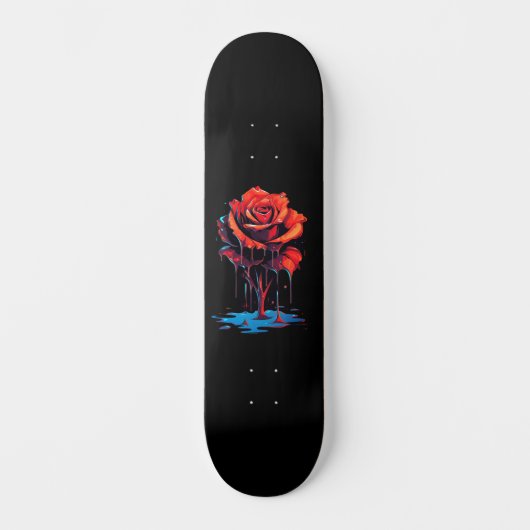 Trendy Distressed Grunge Red Rose Skate Deck (Voorkant)