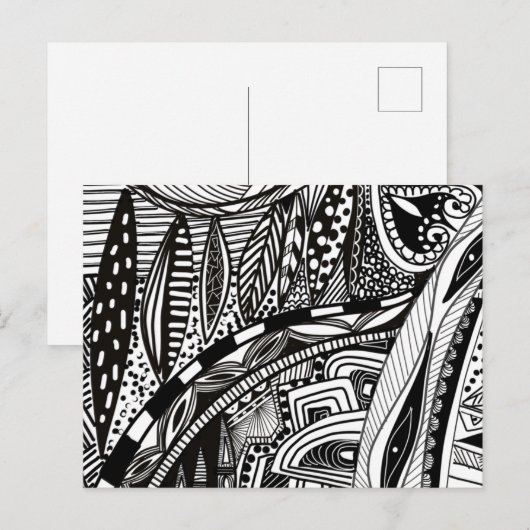 Trendy doedelen zwart wit cityscape patroon briefkaart (Voorkant / Achterkant)