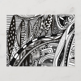 Trendy doedelen zwart wit cityscape patroon briefkaart