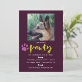 Trendy Dog of Puppy Birthday Party foto-uitnodigin Kaart (Staand voorkant)
