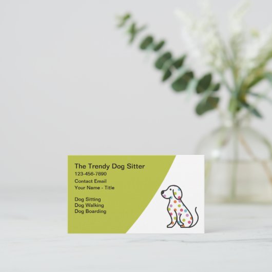 Trendy Dog Sitter Honden Wandelen Diensten Visitekaartje (Staand voorkant)