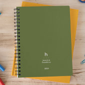 Trendy Donker Olive Modern Monogram Weekly Planner