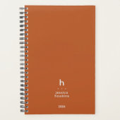 Trendy Donker Sinaasappel Modern Monogram Wekelijk Planner (Voorkant)