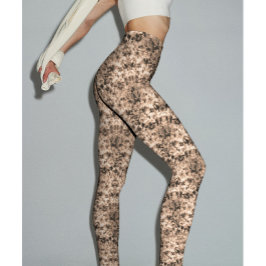 Trendy donkerbeige ombre tie dye shibori effect leggings