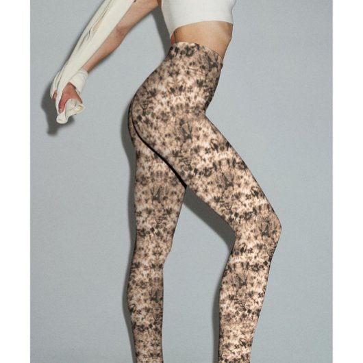 Trendy donkerbeige ombre tie dye shibori effect leggings
