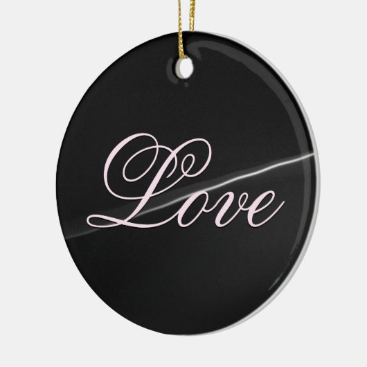 Trendy donkergrijs golf liefde bruiloft kalligrafi keramisch ornament (Links)