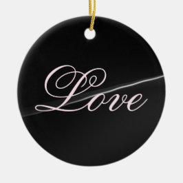 Trendy Donkergrijze Golf Liefde Bruiloft Calligraf Keramisch Ornament