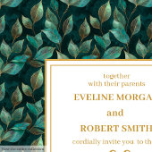 Trendy Donkergroen Goud Eucalyptus Huwelijksuitnod Kaart