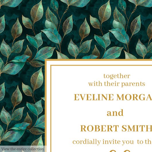 Trendy Donkergroen Goud Eucalyptus Huwelijksuitnod Kaart