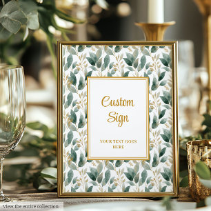 Trendy donkergroen gouden gebladerte Custom Poster