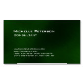 Trendy Donkergroen Minimalistisch Modern Plain Magnetisch Visitekaartje (Voorkant)