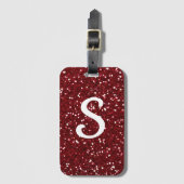 Trendy donkerrode glitters monogram initiaal bagagelabel (Voorkant (verticaal))