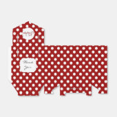 Trendy donkerrood en wit stippen Monogram Bedankdoosjes (Uitgevouwen)