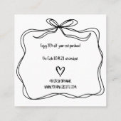 Trendy Doodle Bow Ribbon Small Business Bedankt Vierkante Visitekaartje (Achterkant)