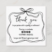 Trendy Doodle Bow Ribbon Small Business Bedankt Vierkante Visitekaartje (Voorkant)