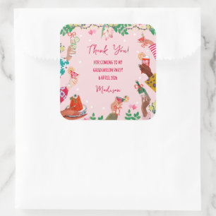 Trendy Doodle Gefeliciteerd met je diploma Foto Be Vierkante Sticker