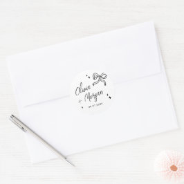 Trendy Doodle Script Ribbon bruiloft Ronde Sticker