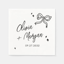 Trendy Doodle Script Ribbon bruiloft Servet