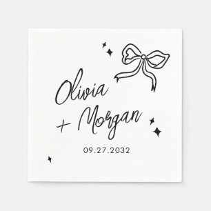 Trendy Doodle Script Ribbon bruiloft Servet