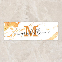 Trendy Double Sided White Gold Marble Monogram