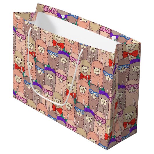 Trendy Dpress Llama Pattern Groot Cadeauzakje (Voorkant Gekanteld)