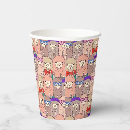 Trendy Dpress Llama Pattern Papieren Bekers (Rechts)