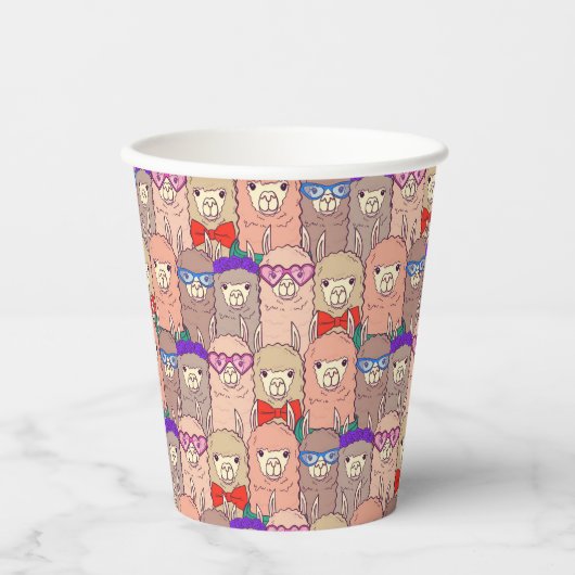 Trendy Dpress Llama Pattern Papieren Bekers (Voorkant)